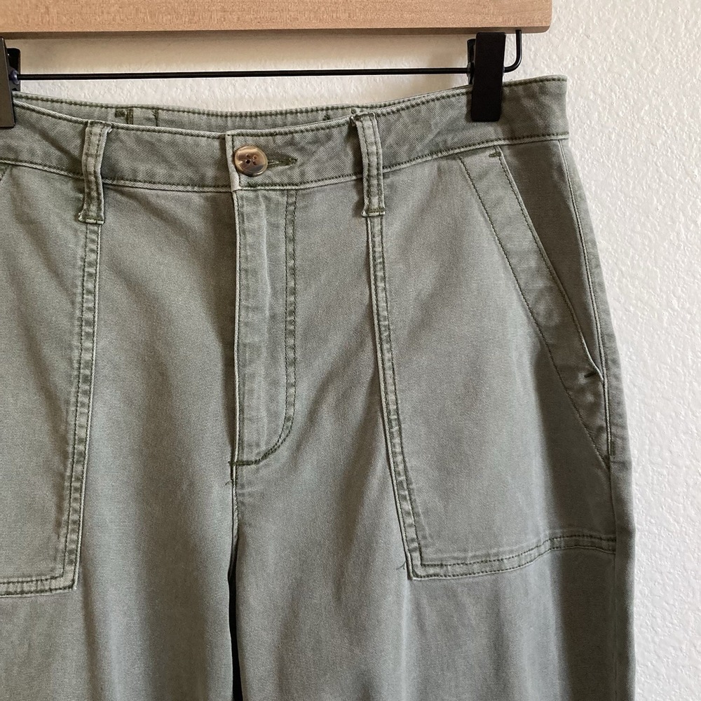 Old Navy High Waisted Straight Canvas Workwear Khaki Pants Green Womens 8 - Picture 3 of 8